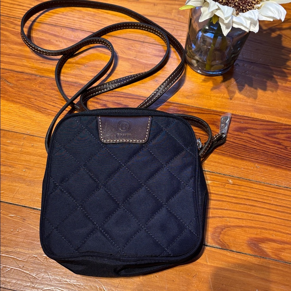 🎀 Bogner Dark Blue Quilted Crossbody Bag with leather strap